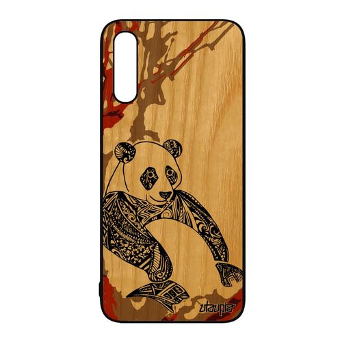 Coque Silicone Samsung Galaxy A50 En Vrai Bois Panda Animal Art Etui Bamboo Dessin Pas Cher Marron Tribal 4g Azteque Ecologie De