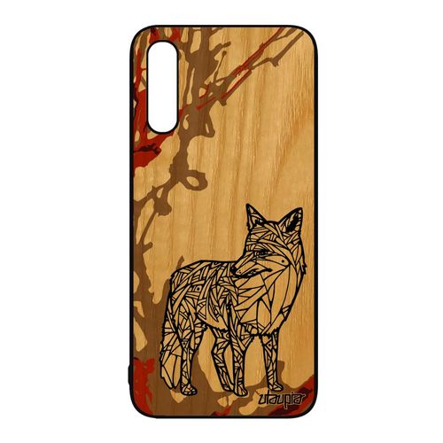 Coque Renard Samsung Galaxy A50 En Bois Silicone Tribal Personnalisé Art Marron Dessin Souple Azteque Jolie Case Malin Animal Roux