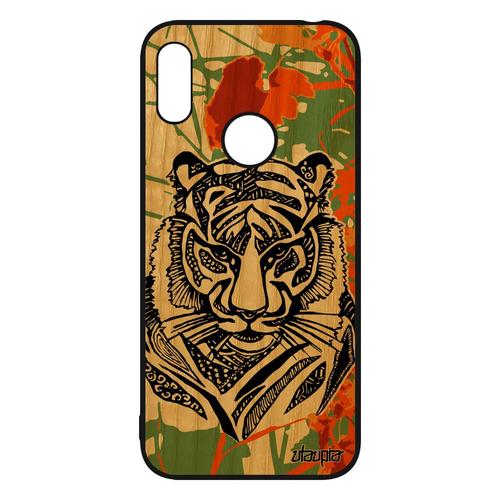 Coque En Bois De Protection Pour Huawei Y6 2019 Silicone Tigre Pas Cher Souple Dessin Rigide Azteque Tribal Solide Orange Tasmanie