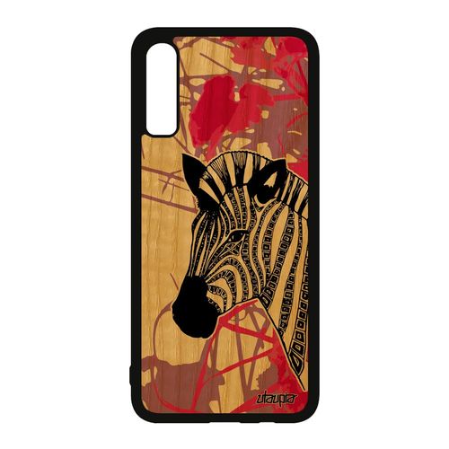 Coque Zebre Samsung Galaxy A70 Bois Veritable Silicone Solide Ethnique Dessin Telephone Rose Rayure Cheval Nature 4g Unique Etui De