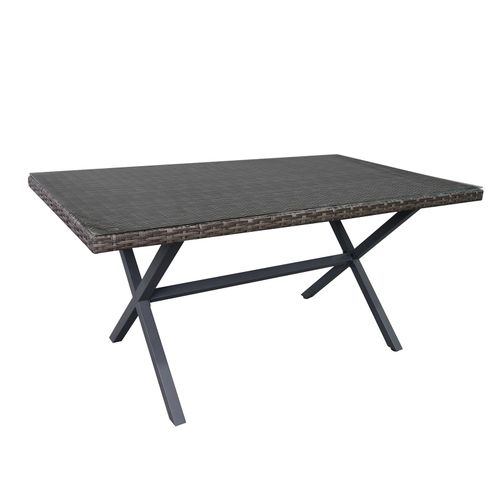 Table À Manger De Jardin Chillvert Varenna Acier Rotin Synthétique 160x90x73 Cm Gris Verre