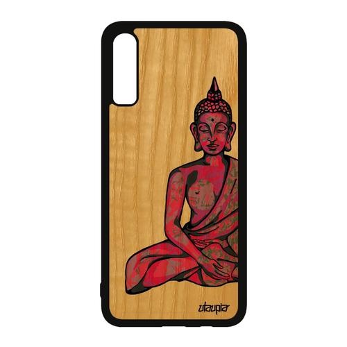 Coque Silicone Antichoc Samsung A70 En Bois Bouddha Soleil Dessin Hindou Cadeau D'anniversaire Zen Graphique Rigide Telephone Galaxy