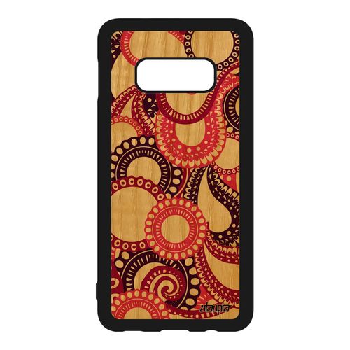 Coque Samsung Galaxy S10e Bois Silicone Motif Cachemire Design Rose Indien Antichoc Fantaisie Paisley Solide Multicolore Unique 4g