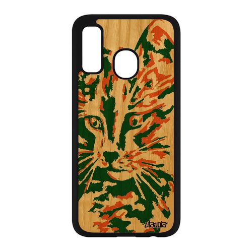 Coque Bois Chat Samsung Galaxy A40 Silicone Fantaisie Etui Case Vert Chaton Mignon Frêne Dessin Bumper Sm-A405fn Matou Souple Colore
