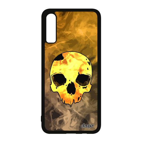 Coque Samsung Galaxy A70 Silicone Tete De Mort Masque Horreur Biker Sm-A705fn Cadeau De Noel Orange Case Tpu Crane Cover Pirate Rock