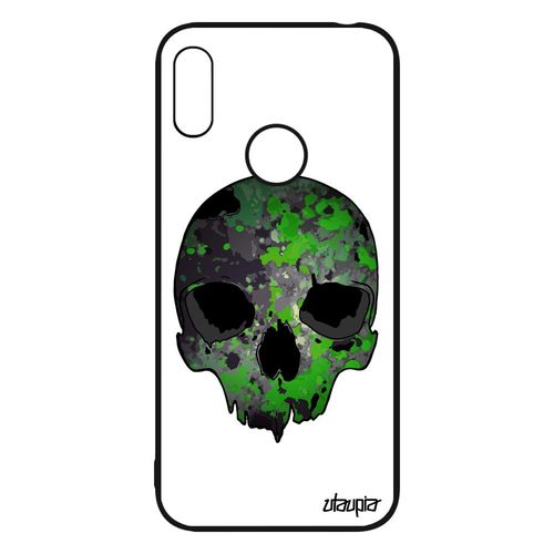 Coque Pour Huawei Y6 2019 Silicone Tete De Mort Vert Squelette Masque Techno Street Art Homme Metal Design Personnalisé Crane Urbain