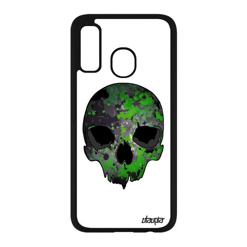 Coque Samsung Galaxy A40 Silicone Tete De Mort De Protection Horreur Crane Os Techno Homme Tattoo Urbain Case Vert Street Art Masque