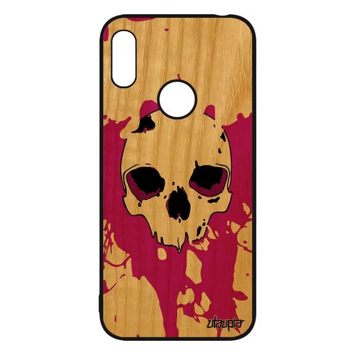 Coque En Bois Tete De Mort Huawei Y6 2019 Silicone Crane Emo Enfer Squelette Rose Tache Peinture Old School Halloween Made In France