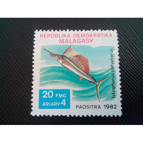 Timbre Madagascar Yt 679 Voilier Indo-Pacifique (Istiophorus Platypterus) 1982 ( 0040305 )