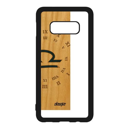Coque Samsung Galaxy S10e Bois Silicone Signe Balance Astrologique Bleu Univers Horoscope Mobile Astronomie Case Horloge Etoiles