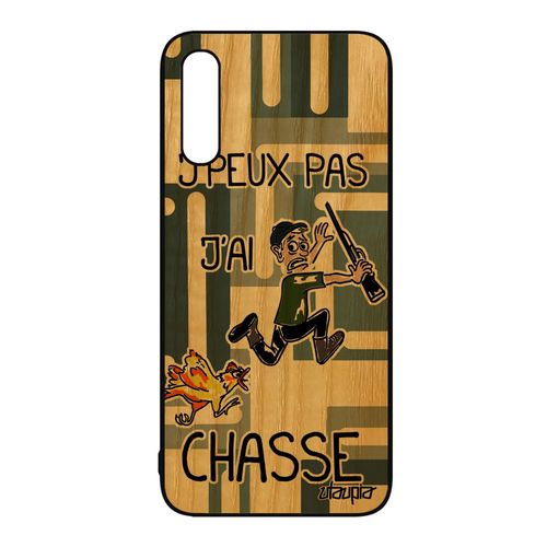 Coque Samsung Galaxy A50 En Bois Silicone J'peux Pas J'ai Chasse Case Comique Gris Drole Mobile Bande Dessinée Chasseur Humoristique