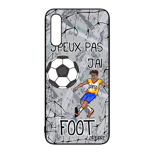 Coque Samsung Galaxy A50 Silicone J'peux Pas J'ai Foot Gris Drole Comique Portable Humoristique Humour Football Coupe Du Monde Sport