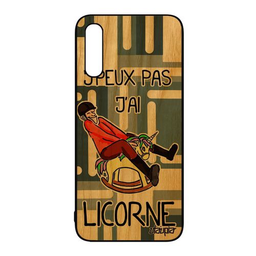 Coque En Bois Silicone J'peux Pas J'ai Licorne Pour Samsung Galaxy A50 Et Humoristique Comique Portable Gris Telephone Cheval Case