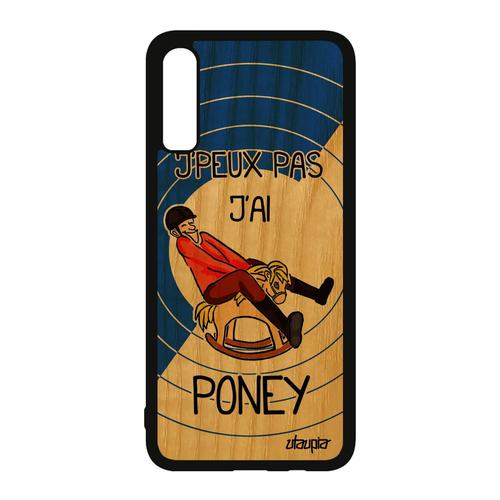 Coque Pour Samsung A70 Bois Silicone J'peux Pas J'ai Poney Cheval Telephone Bleu Equitation Drole Aqua Bande Dessinée Housse Galaxy