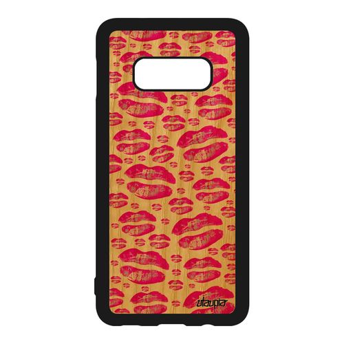 Coque Pour Samsung Galaxy S10e En Bois Silicone Levres Cigarette Cadeau Saint Valentin Femme Smack 4g Motif Bouche Rose Original Tpu