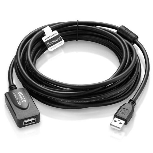 Bochara USB 2.0 rallonge USB 2.0 Type A mâle à femelle double blindage (feuille + tressé) puces Booster actives 5m - Black - SJX0309A03069