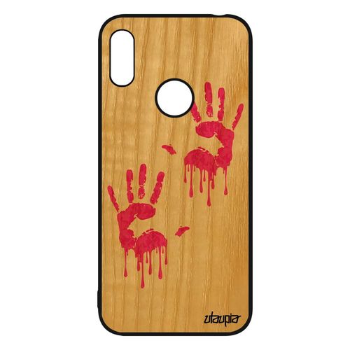 Coque De Protection Huawei Y6 2019 Bois Silicone Empreinte Main Peinture Qui Degouline Tpu Trace De Personnalisé Rose Deux Graphique