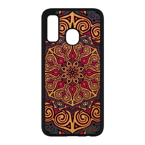 Coque Samsung Galaxy A40 Bois Silicone Mandala Violet Couleur Cover Housse Imprimé Telephone Tibetain Rosace 4g Geometrique Oriental