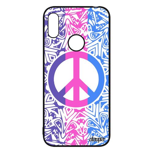 Coque Peace And Love Huawei Y6 2019 Silicone Etui Espoir Reggae Rose Bonheur Boheme Ragga Tattoo Fille Hippie Symbole Rasta Yoga Tpu