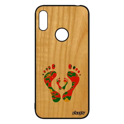 Coque Silicone Pour Huawei Y6 2019 Bois Trace De Pas Artisanat Pas Cher Cadeau Femme Naissance Antichoc Jaune Empreinte Pied Motif