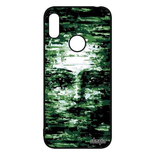 Coque Silicone De Protection Pour Huawei Y6 2019 Portrait Vert Peinture Artisanal Pas Cher Femme Artistique Illusion Telephone Art