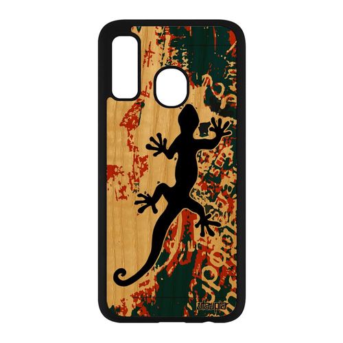 Coque Bois Salamandre Rigide Pour Samsung Galaxy A40 Silicone Fantaisie Etui Vert Reptile Symbole Animal Case Souple Street Art De