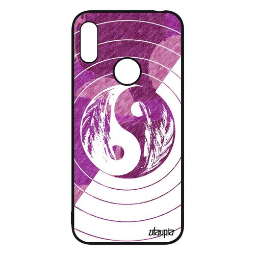 Coque Huawei Y6 2019 Silicone Yin Et Yang Couleur Prime Asie Rond Zen Rose Bulle Cercle Plume De Protection Etui Ying Bien & Mal 4g