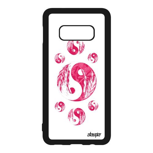 Coque Yin Et Yang Pour Samsung Galaxy S10e En Silicone Feng Shui Japon Tattoo Solide Imprimé Rose Portable Telephone Fille Pas Cher
