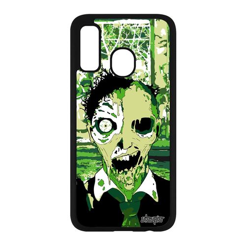 Coque Zombie Pour Samsung Galaxy A40 Silicone Vert Immeuble Mort Vivant Ruine Squelette Case Sm-A405f Effrayant Telephone Ville Etui