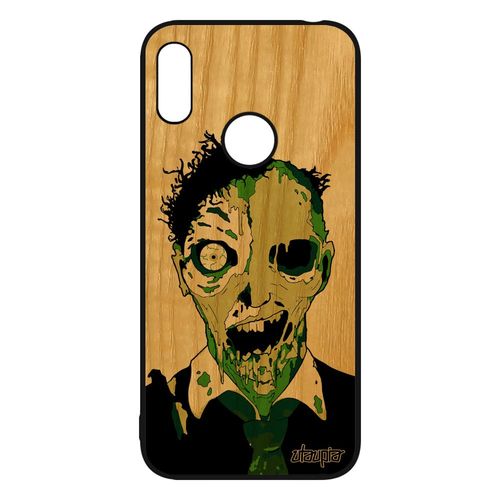 Coque Zombie Huawei Y6 2019 Bois Silicone Antichoc Halloween Homme Solide Epouvante Mort Vivant Original De Protection Vert Mobile