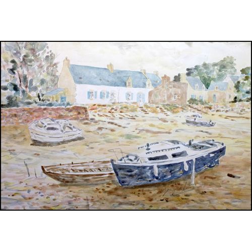 Le Vieux Passage N°4 - Sur La Grève - Aquarelle Originale