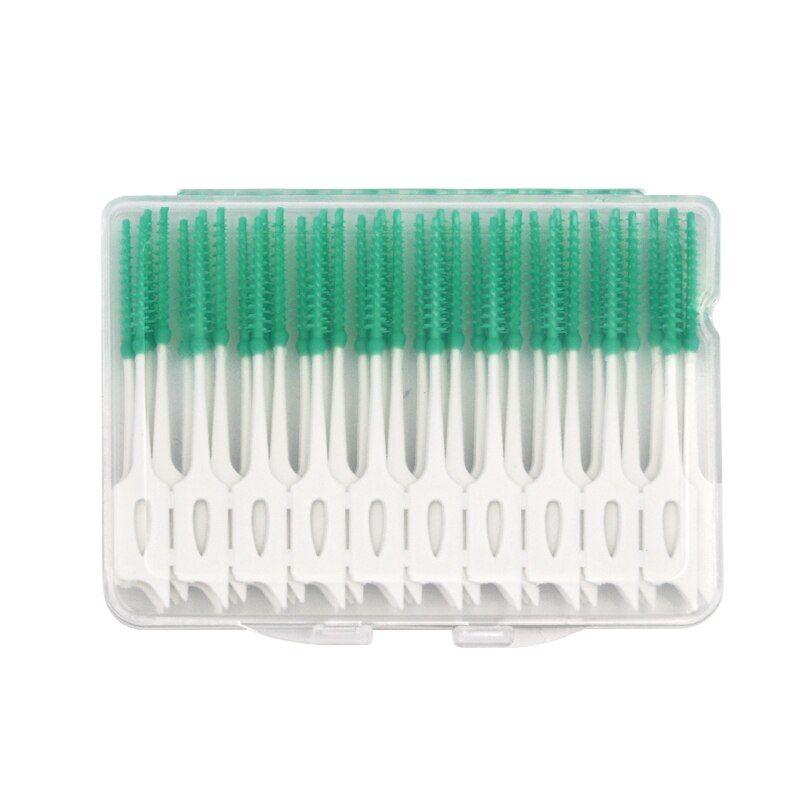 40 pièces/boîte brosse interdentaire brosse orthodontique nettoyage des  dents lacunes soins bucco dentaires tête en silicone souple brosse  interdentaire bon pour les gencives