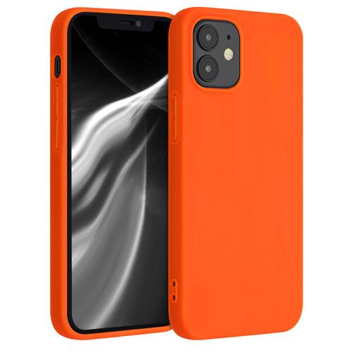 Kwmobile Coque Compatible Avec Apple Iphone 12 Mini - Housse Protectrice Pour Téléphone En Silicone Néon Orange