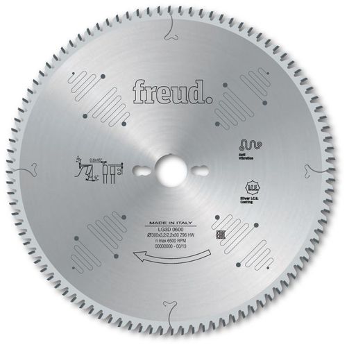 Lame trapèze plate pour panneaux revêtus deux faces FREUD - Ø300 3,2/2,2 AL30 Z96 TP+ - F03FS07436 -LG3D 0600