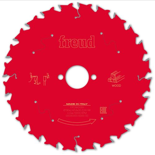 Lame pour scie circulaire portative FREUD - Ø190 2,4/1,6 AL30 Z24 BA 15° - F03FS09717 -FR13W006H