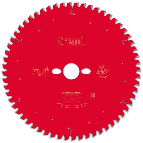 Lame pour scie circulaire portative FREUD - Ø250 2,4/1,8 AL30 Z60 BA -5° - F03FS09754 -FR23W002M