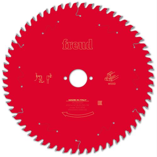 Lame pour scie circulaire portative FREUD - Ø250 2,8/1,8 AL30 Z60 BA 10° - F03FS09776 -FR23W003T