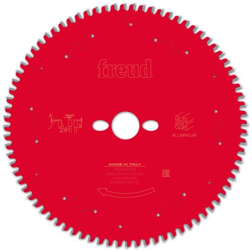 Lame pour scie circulaire portative FREUD - Ø260 2,3/1,8 AL30 Z80 TP -5° - F03FS09827 -FR26A001M