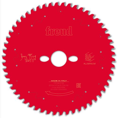 Lame pour scie circulaire portative FREUD - Ø210 2,5/1,8 AL30 Z54 TP -5° - F03FS09820 -FR15A001M