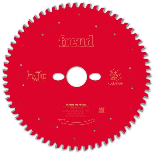 Lame pour scie circulaire portative FREUD - Ø216 2,5/1,8 AL30 Z64 TP -5° - F03FS09821 -FR16A001M