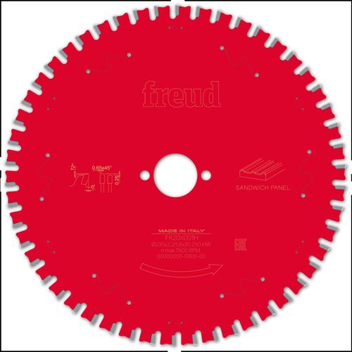 Lame pour scie circulaire portative FREUD - Ø235 2,2/1,8 AL30 Z50 TPB 0° - F03FS09857 -FR20X001H