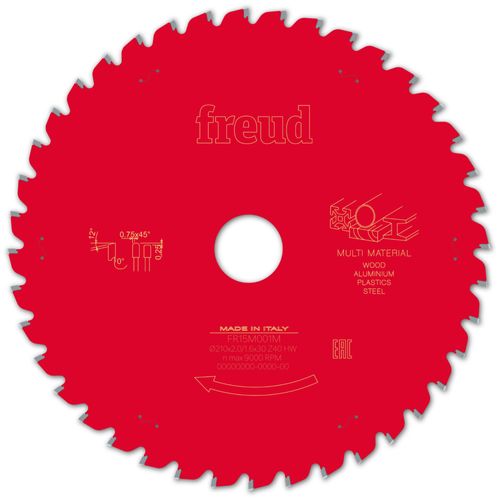 Lame pour scie circulaire portative FREUD - Ø210 2,4/1,6 AL30 Z40 TPB 0° - F03FS09886 -FR15M001M