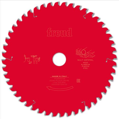 Lame pour scie circulaire portative FREUD - Ø254 2,4/2 AL30 Z48 TPB 0° - F03FS09889 -FR24M001M