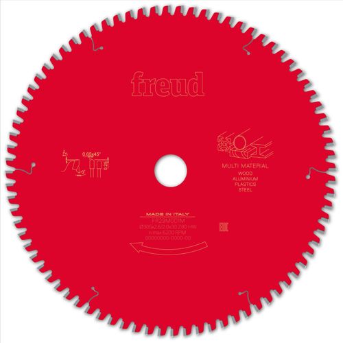 Lame pour scie circulaire portative FREUD - Ø305 2,6/2 AL30 Z80 TPB 0° - F03FS09891 -FR29M001M