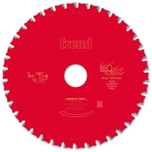 Lame pour scie circulaire portative FREUD - Ø190 2/1,6 AL30 Z38 TPB 0° - F03FS10041 -FR13M001H