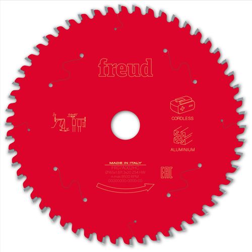Lame pour scie circulaire portative sans fil FREUD - Ø165 1,8/1,3 AL20 Z54 TP 0° - F03FS10086 -FR07A002HC