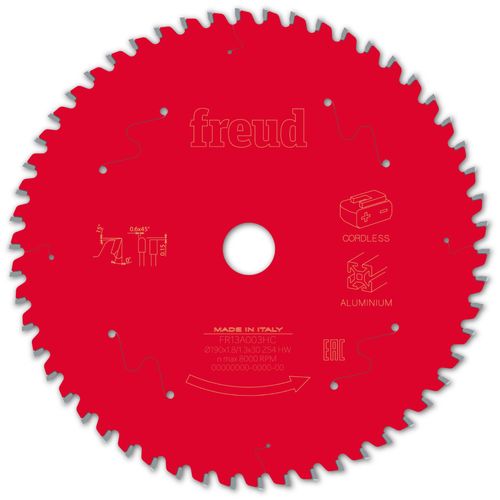 Lame pour scie circulaire portative sans fil FREUD - Ø190 1,8/1,3 AL30 Z54 TP 0° - F03FS10088 -FR13A003HC