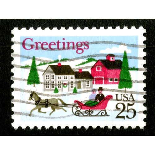 Timbre Oblitéré Usa 25 Greetings
