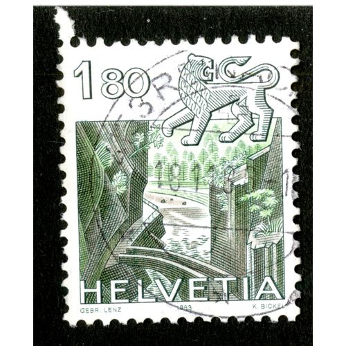 Timbre Oblitéré Helvetia, Gebr Lenz, 1983, 1.80
