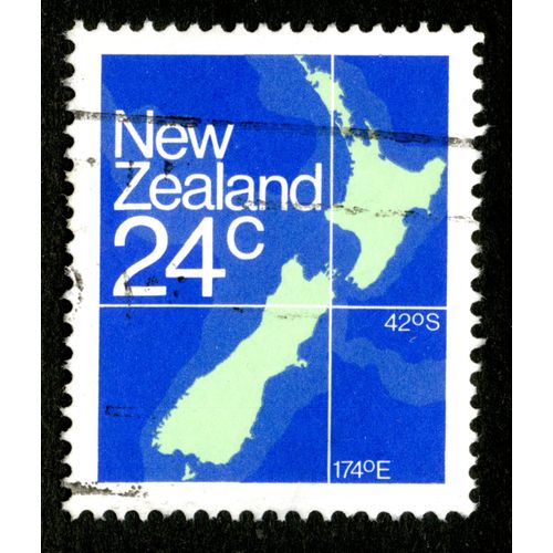 Timbre Oblitéré New Zealand, 24 C, 42°S, 174°E